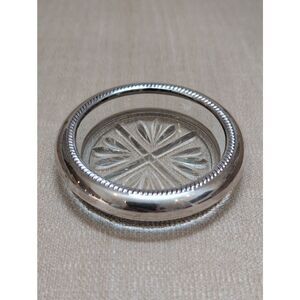 Vintage F B Rogers Sterling Silver Cut Glass Coaster Retro Ashtray